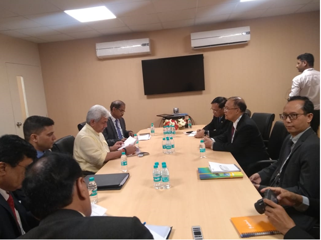 A meeting was held between Hon'ble Minister of Communications (I/C), Government of India and Hon'ble  Minister of IT, Government of Myanmar at India Mobile Congress, 2018, where our CMD was present.